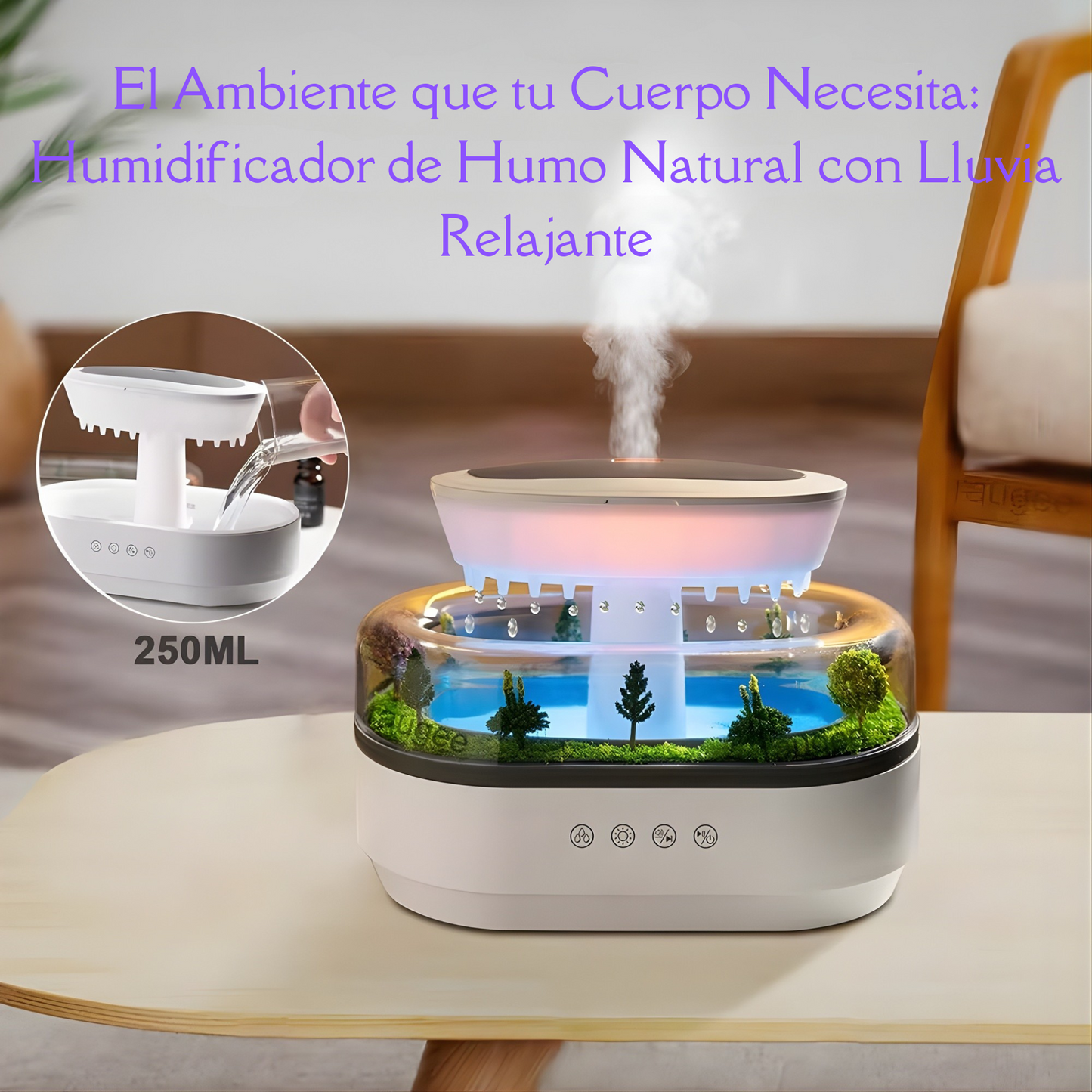 Humidificador ultrasónico de Aroma con micropaisaje para el hogar, 250ML.